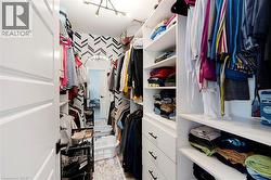 Built-in custom closet system with open shelving, hanging rods, and integrated drawers with matte black hardware - 