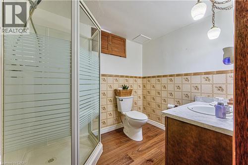 Basement level 3 pc bathroom with walk in shower - 21 Vicmount Drive, Kitchener, ON 