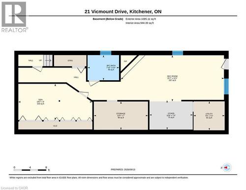 Basement level layout - 21 Vicmount Drive, Kitchener, ON 