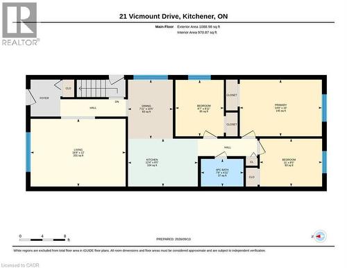 Main floor layout - 21 Vicmount Drive, Kitchener, ON 