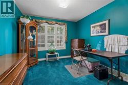 Window with interior plantation shutters, overhead lighting, and wall-to-wall carpeting - 