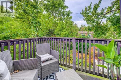 Outdoor deck with wood railings - 90 Brock Street, Kitchener, ON 