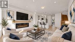 Virtually Staged Living Room and Kitchen - 