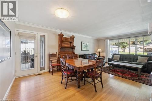 Hardwood flooring, crown molding, double French doors, large picture windows, and recessed lighting - 35 Crosby Drive, Kitchener, ON 