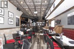 Recessed lighting illuminates a patterned ceiling - 