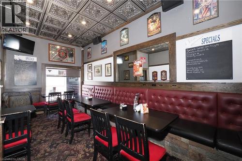 Tin panel ceiling with recessed lighting - 707 E King Street E, Cambridge, ON 