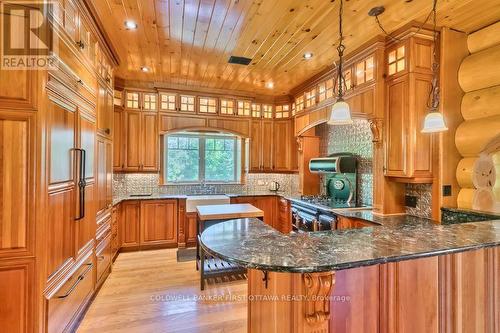 Exquisite kitchen with upper display glass cabinet - 2467 Darling Road, Lanark Highlands, ON 