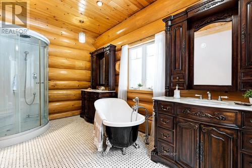 Ensuite soaker tub & separate shower; marble floor - 2467 Darling Road, Lanark Highlands, ON 