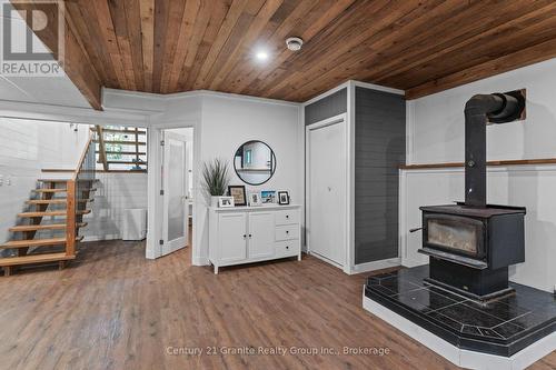 Woodstove in Lower Level - 16408 35 Highway, Algonquin Highlands (Stanhope), ON 