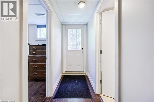 White paneled entry door with glass inserts - 2037 Mountain Grove Avenue, Burlington, ON 