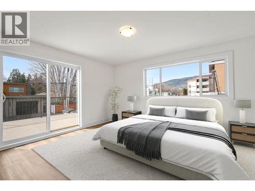 Virtually staged primary bedroom - 578 Lakeshore Drive Unit# 203, Penticton, BC 