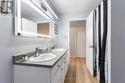 Second floor bathroom with double sink vanity - 
