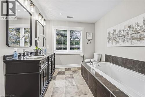 5 piece ensuite bathroom, with heated floors, double sinks, great for getting ready for the day - 581 Holly Hill Crescent, Burlington, ON 