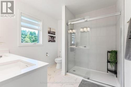 Primary ensuite glass shower with multiple jets - 268 Boyds Road, Lanark Highlands, ON 