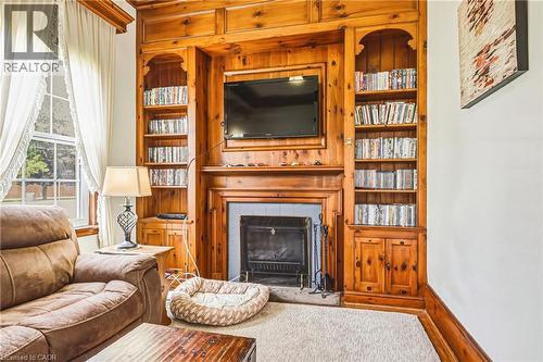 Built-In Shelves and Fireplace - 670 Mount Pleasant Road, Mount Pleasant, ON 
