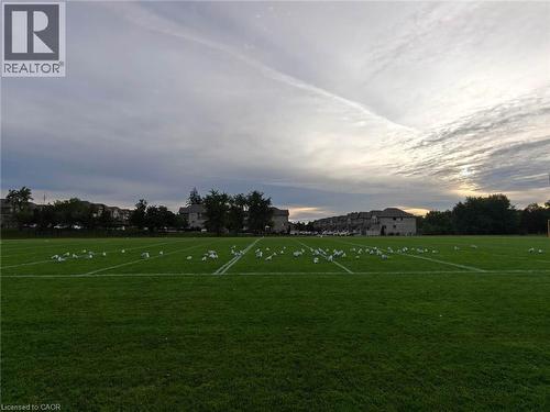 Expansive green field with demarcation lines, bordered by mature trees and residential structures - 931 Glasgow Street Unit# 27B, Kitchener, ON 
