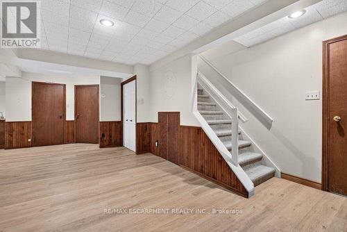 Down the stairs to the finished basement - 159 All Saints Crescent, Oakville, ON 