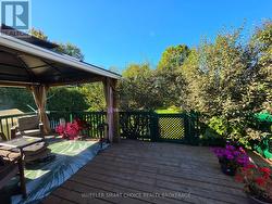 Deck is surrounde with lilac bushes - 