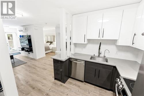 Kitchen with Stainless Steel Appliances - 409 - 29 Canniff Street, Toronto, ON 