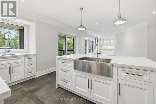 The Gourmet Kitchen Features a Farmhouse Sink - 1601 Venetia Drive, Oakville, ON 