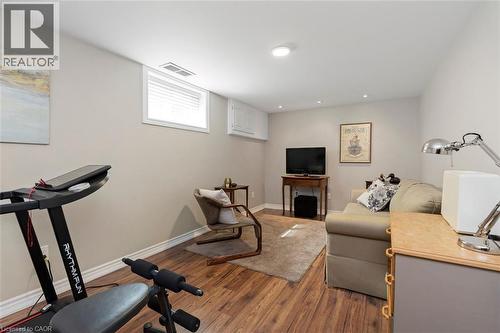 Lower level recreation room flexible for tv room, exercise room, home office or guests - 200 Woodview Crescent, Ancaster, ON 