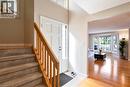Hardwood flooring, bay window, natural light, carpeted staircase, and wood handrail - 475 Beechwood Drive Unit# 4, Waterloo, ON 