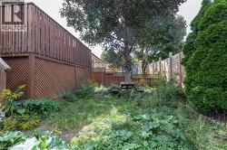 Fenced backyard featuring mature foliage and wood lattice detailing - 