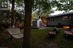 Hammock, seating area and shed - 
