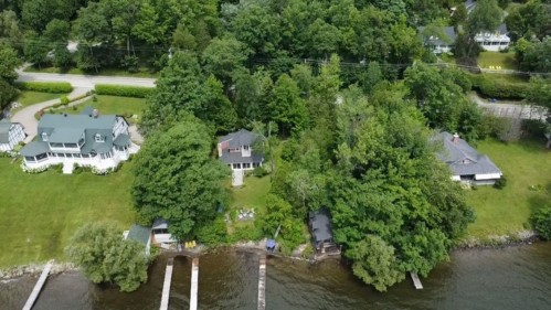 Aerial View - 4205 Ch. Magog, North Hatley, QC - Outdoor With Body Of Water With View