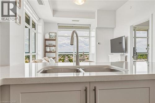 470 E Dundas Street E Unit# 1202, Waterdown, ON - Indoor Photo Showing Kitchen With Double Sink