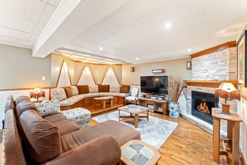 Salle familiale - 160 Rue Des Marguerites E., Farnham, QC - Indoor Photo Showing Living Room With Fireplace