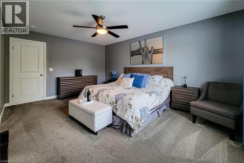 Recessed lighting, ceiling fan with integrated light, paneled interior door, and carpeted flooring - 4274 Sixth Avenue, Niagara Falls, ON 