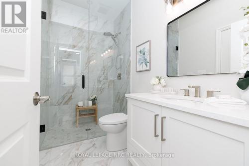 3-pc main floor bath with glass shower. - 3 Peel Street, St. Catharines (Port Dalhousie), ON 