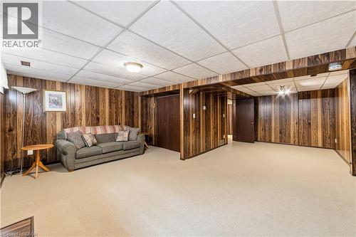 Recreation room, light carpeting, closet means and easier conversion for this space to be used as a 4th bedroom - 450 Brigadoon Drive, Hamilton, ON 