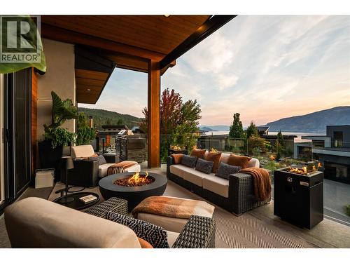 Outdoor living at twilight - 1666 Lakestone Drive, Lake Country, BC 