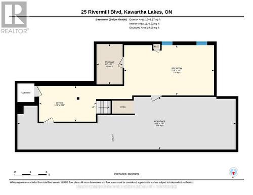 Basement floor plan. - 10G - 25 Rivermill Boulevard, Kawartha Lakes (Lindsay), ON 