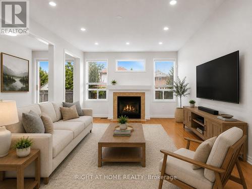 Family room virtually staged - 5817 Whitehorn Avenue, Mississauga, ON 