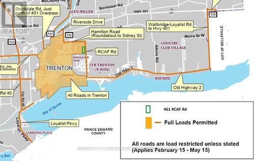 Full loads map - 461 Rcaf Road, Quinte West (Trenton Ward), ON 