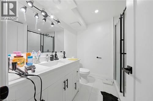 Lower level modern bathroom renovation - 3 Manley Crescent, Thorold, ON 