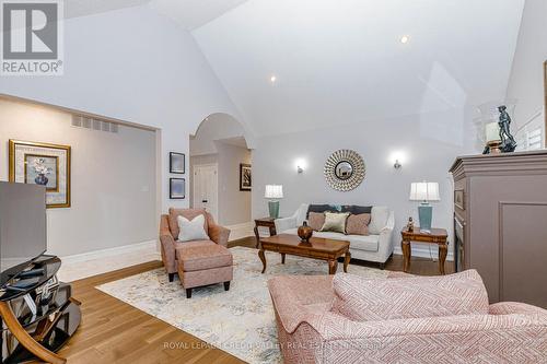 Gas Fireplace, Cathedral Ceiling, Natural light - 48 Rayburn Meadows Road, East Garafraxa, ON 