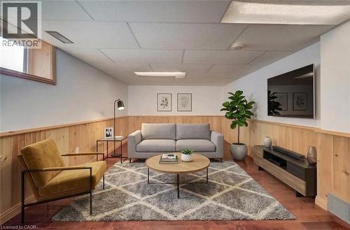 virtual staging basement rec room - 174 Bridgeport Road E, Waterloo, ON 