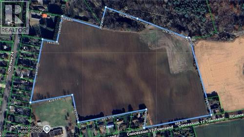 Property Survey. Illustrating the property boundaries and dimensions with reference to surrounding roads and landmarks - 264 Old Highway 24, Waterford, ON 
