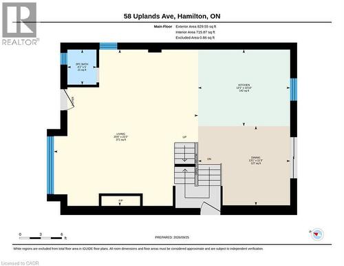 Floor plan main level - 58 Uplands Avenue, Hamilton, ON 