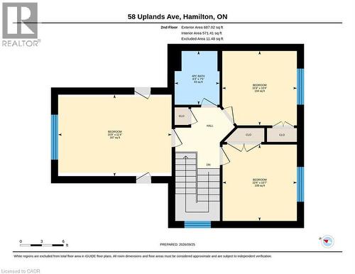 Floor plan second floor - 58 Uplands Avenue, Hamilton, ON 