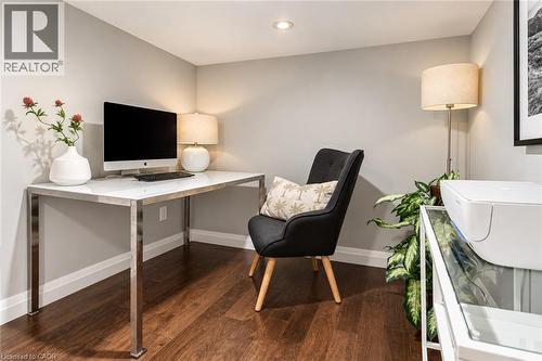 Wood-finish flooring with light gray wall paint - 896 Eagle Drive, Burlington, ON 