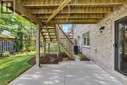 View of stairs from deck. - 