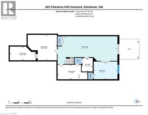 Basement level layout - 222 Chestnut Hill Crescent, Kitchener, ON 