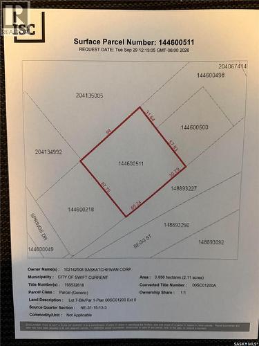 1605 North Service Road E, Swift Current, SK 