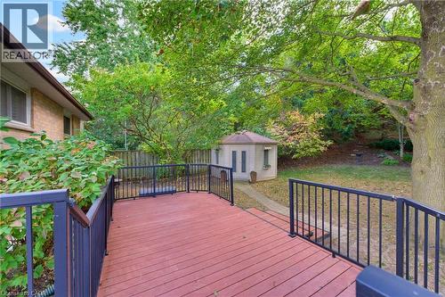 Expansive composite deck with bacl aluminum railings. - 77 Yellow Birch Drive, Kitchener, ON 