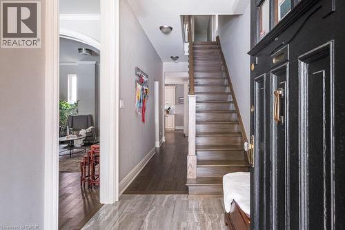 2019/2020: Main staircase to the second floor completely replaced, including structural work and reinforcing. Beautifully designed to look as though it has always belonged in this historic home. - 132 Herkimer Street, Hamilton, ON 